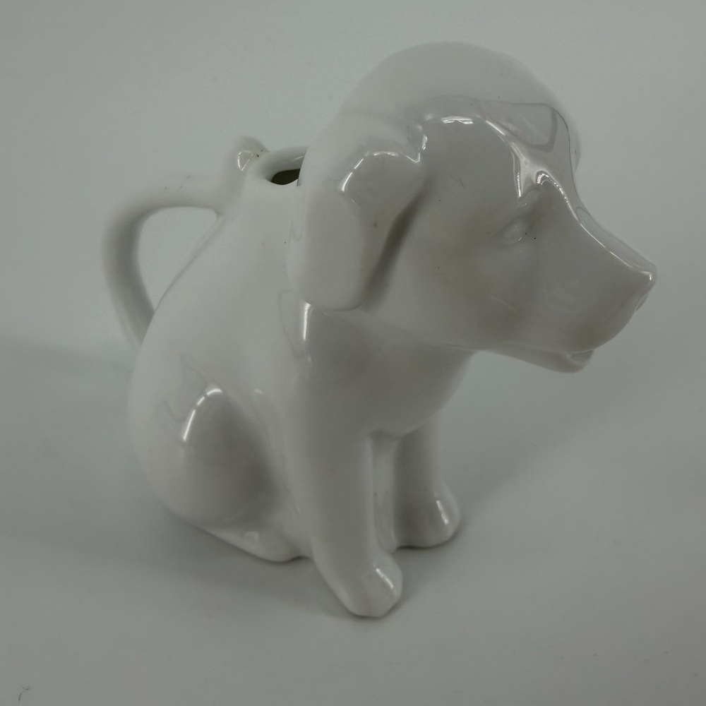 White Porcelain Dog Shaped Mini Creamer Pitcher - Picture 3 of 8